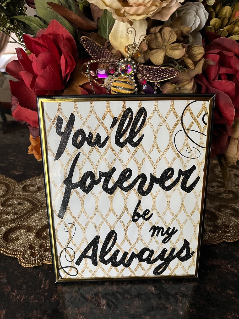 Special Moments Gold, Black, White "You'll Forever Be My Always" Wall Art